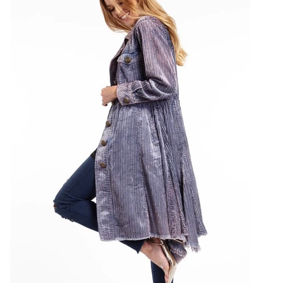 Stone washed corduroy trench with inside adjustable twill tape belt - Picture 2 of 5